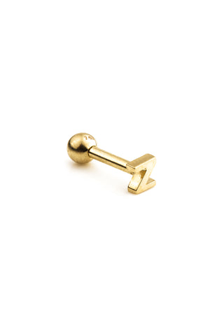 Micro Letter 14 Carat Solid Gold Barbell Earring