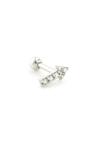 Gem Arrow Solid White Gold Cartilage Barbell Earring