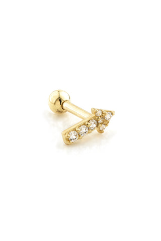 Gem Arrow Solid Gold Cartilage Barbell Earring