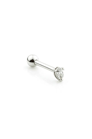 Tiny Gem Tear Solid White Gold Cartilage Barbell Earring