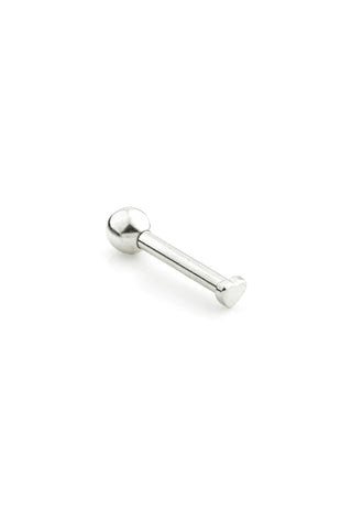 Tiny Heart 14 Carat Solid White Gold Barbell Earring