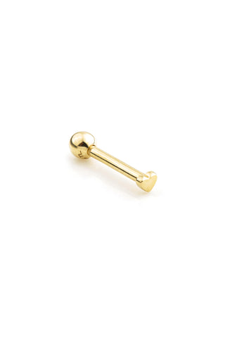 Tiny Heart 14 Carat Solid Yellow Gold Barbell Earring
