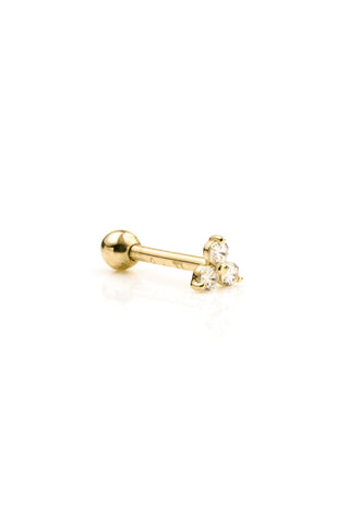 🎁 Trinity Gem 14 Carat Solid Gold Barbell Earring (100% off)