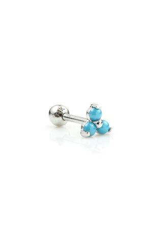Turquoise Trinity 14 Carat Solid White Gold Barbell Earring