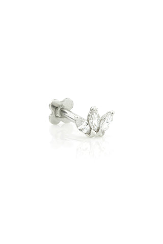 White Gold Lotus 3 Marquise Internal Labret 1.2mm