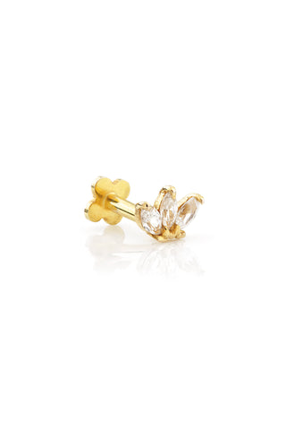 Gold Lotus 3 Marquise Internal Labret 1.2mm