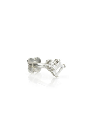 Solid White Gold Jewelled Baguette and Gemstone Flat Back Earring