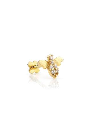 Solid Gold Bee Flat Back Stud with Gemstones