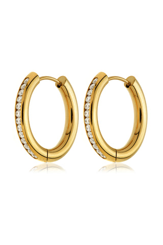 Zoe Gold Titanium Chunky Pavé Hoop Earrings