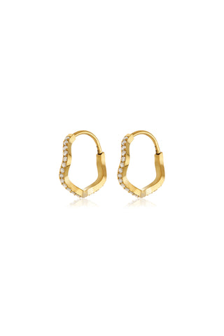 Rina Gold Titanium Wave Pavé Hoop Earrings