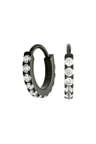 Cara Black Titanium Pavé Hoop Earrings