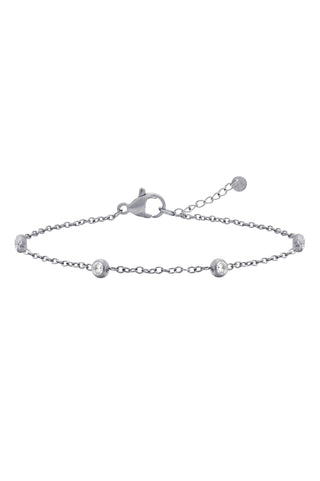 Platinum Titanium Gemstone Station Bracelet