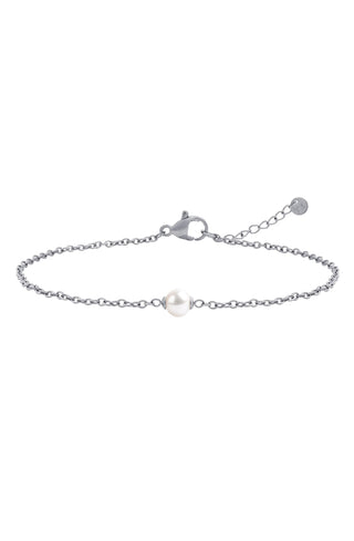 Platinum Titanium Single Pearl Bracelet