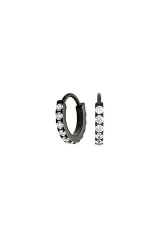 Cara Black Titanium Pavé Hoop Earrings