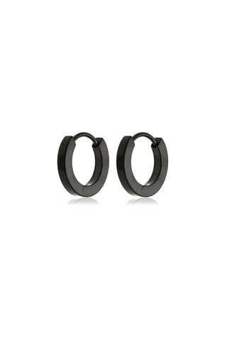 Leah Black Titanium Plain Huggie Earrings