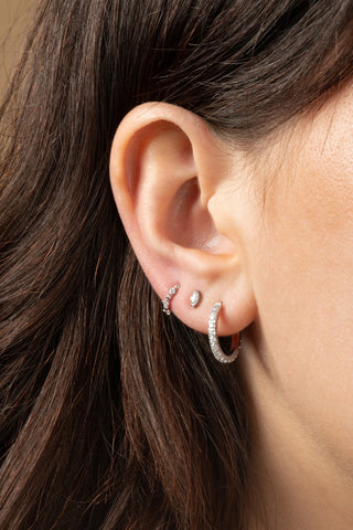 Cara Platinum Titanium Pavé Hoop Earrings