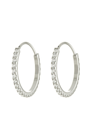 Cara Platinum Titanium Pavé Hoop Earrings