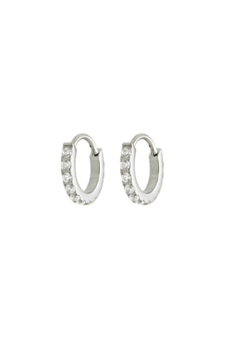 Cara Platinum Titanium Pavé Hoop Earrings