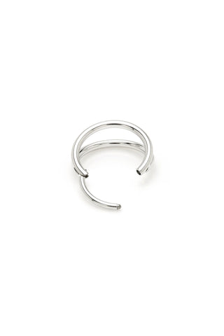 Platinum Titanium Plain Double Band Hoop Earrings
