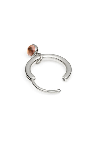 Platinum Titanium Hoop Earrings with Hanging Smoky Quartz Charms