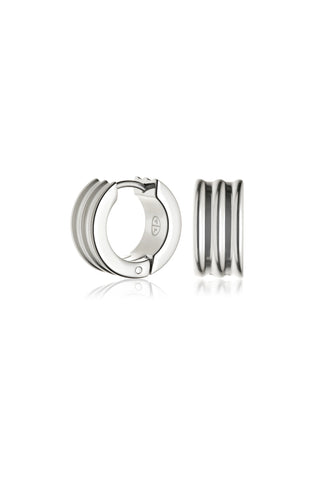 Platinum Titanium Ribbed Chunky Hoop Earrings