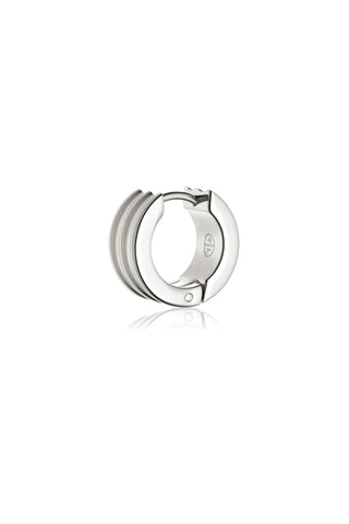 Platinum Titanium Ribbed Chunky Hoop Earrings