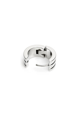Platinum Titanium Ribbed Chunky Hoop Earrings