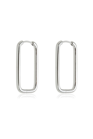 Platinum Titanium Rectangle Hoop Earrings