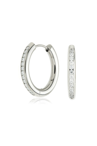 Zoe Platinum Titanium Chunky Pavé Hoop Earrings
