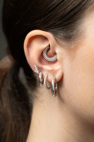Platinum Titanium Classic Plain Hoop Earrings