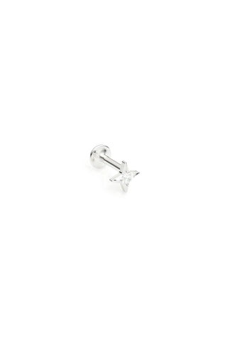 Platinum Titanium Jewelled Star Flat Back Stud Earring