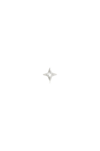 Platinum Titanium Jewelled Star Flat Back Stud Earring