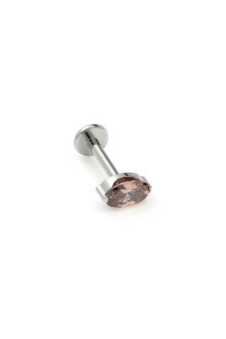 Titanium Threadless Smokey Quartz Oval Flat Back Stud