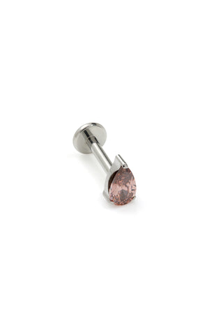 Titanium Threadless Smokey Quartz Tear Drop Flat Back Stud