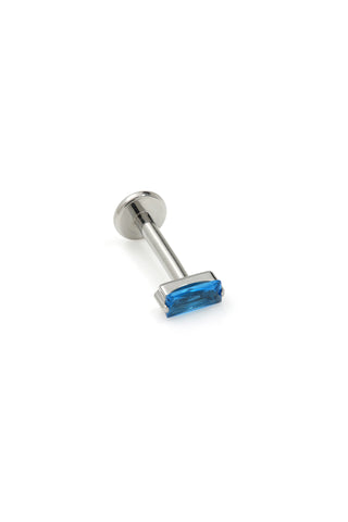 Titanium London Blue Topaz Baguette Flat Back Stud