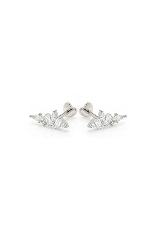 Faye Platinum Titanium Gem Cluster Stud Earrings