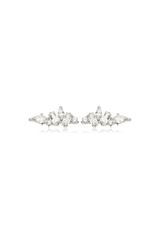 Faye Platinum Titanium Gem Cluster Stud Earrings