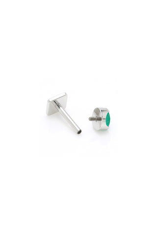 Kira Platinum Titanium Green Agate Flat Back Studs