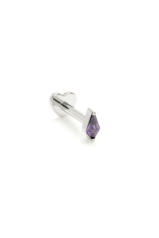Platinum Titanium Amethyst Kite Stud Earring