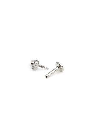 Titanium Trinity Gem Flat Back Stud Earring With Hanging Gem