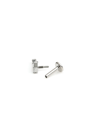 Titanium Baguette Gem Flat Back Stud Earring with Hanging Gem