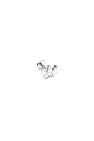 Titanium Triple Marquise Fan Jewelled Flat Back Stud Earring