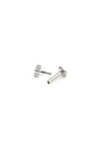Titanium Trinity Gem Flat Back Stud Earring