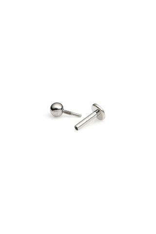 Titanium Plain Ball Flat Back Stud Earring