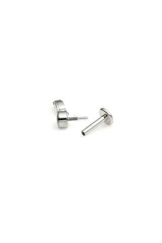 Titanium Jewelled Flat Back Stud Earring with Hanging Gem