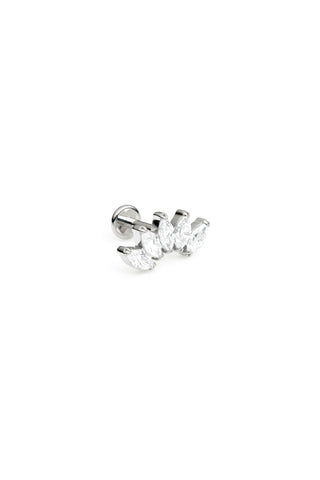 Titanium Marquise Gem Cluster Flat Back Stud Earring