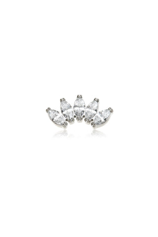 Titanium Marquise Gem Cluster Flat Back Stud Earring