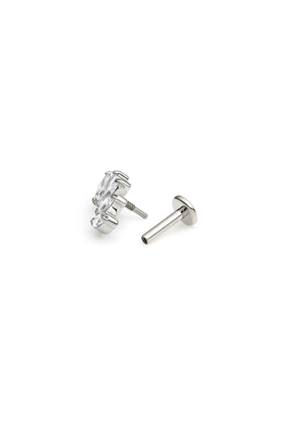 Titanium Marquise Gem Cluster Flat Back Stud Earring