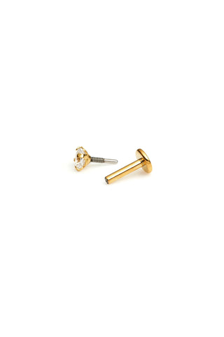 Gold Titanium Jewelled Flat Back Stud Earring