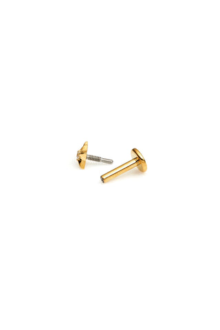 Gold Titanium Jewelled Double Star Flat Back Stud Earring